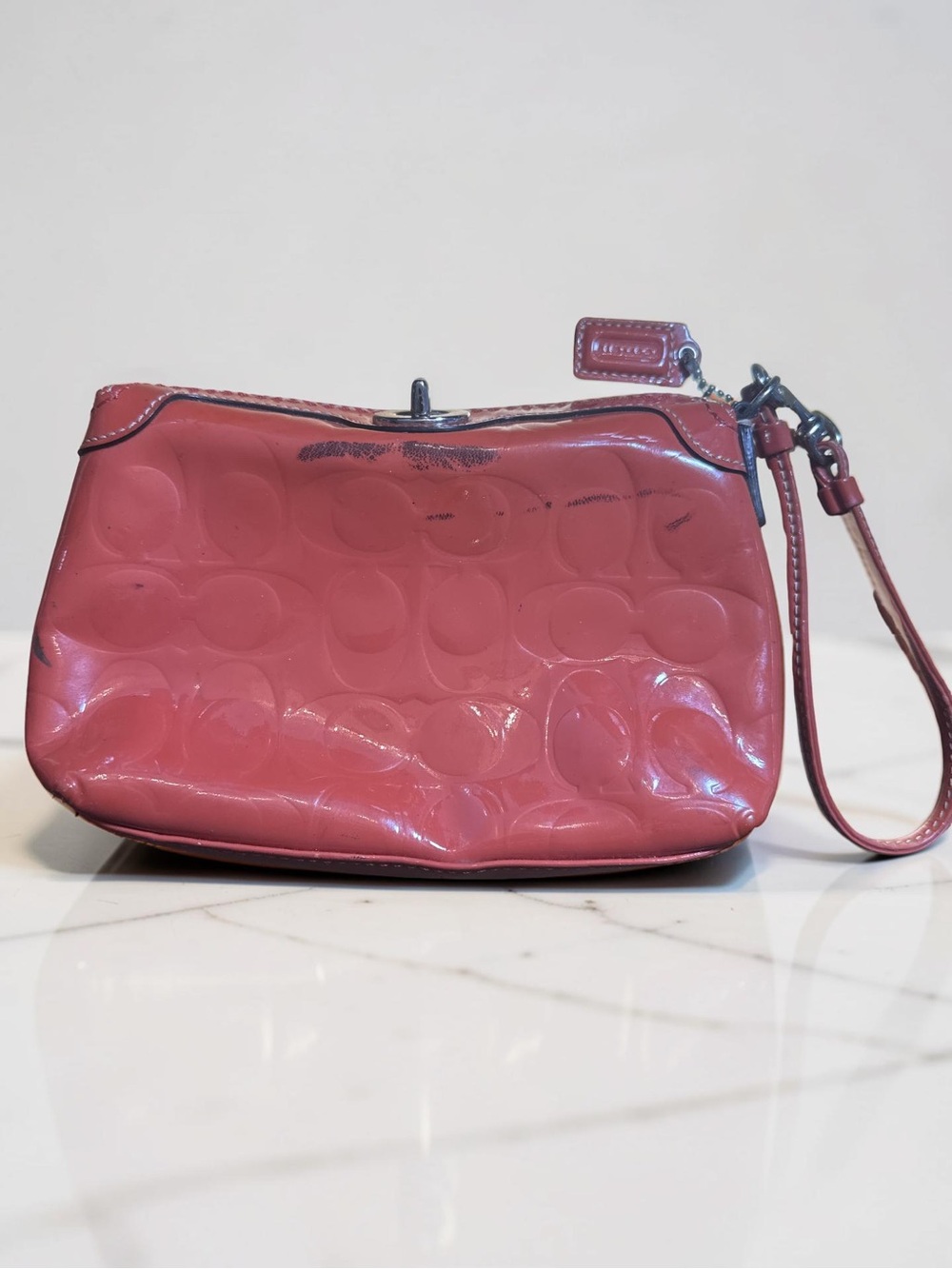 Coach Wristlet -  medium size - Orange - Hang Tag And Lock Top (see Scuff Marks